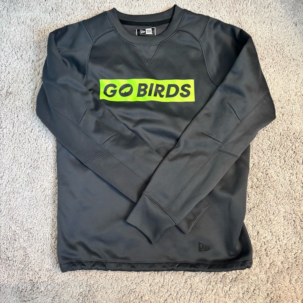 New Era Grey Sweatshirt with Neon Green GO BIRDS Graphic Philadelphia eagles